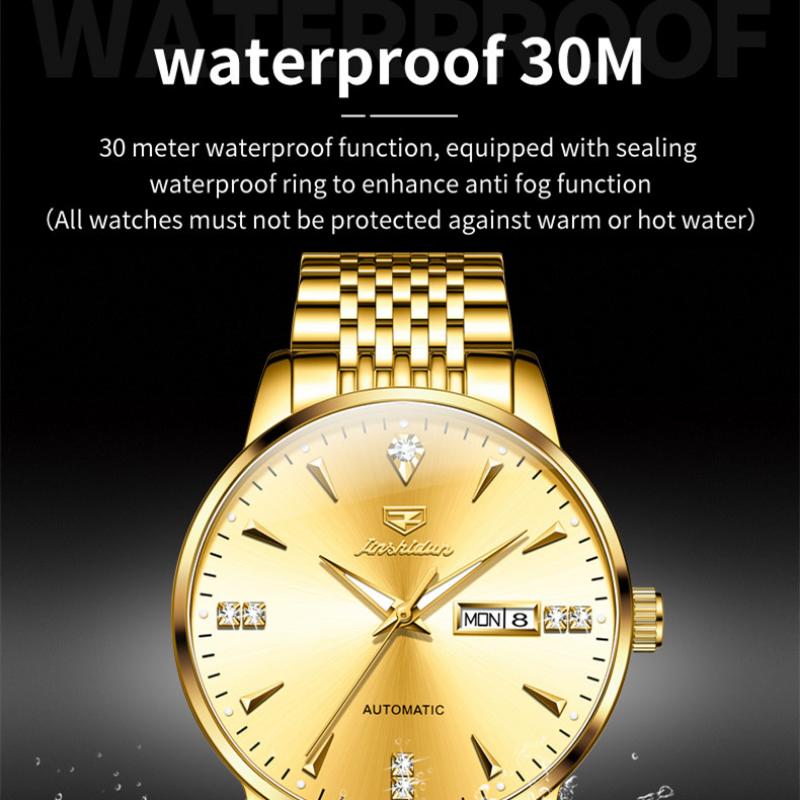 JINSHIDUN New Business and Leisure Men's Watch Mechanical Watch Diamond Double Calendar High-end Watch