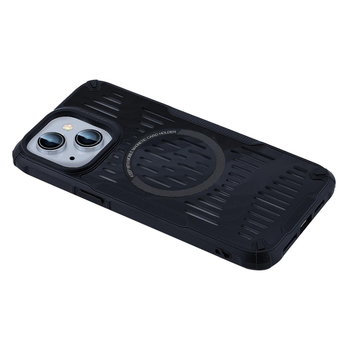 

For iPhone 13 Case Heat Dissipation Hollow Magnetic Anti-Drop TPU+PC Phone Cover Compatible with Magsafe Black