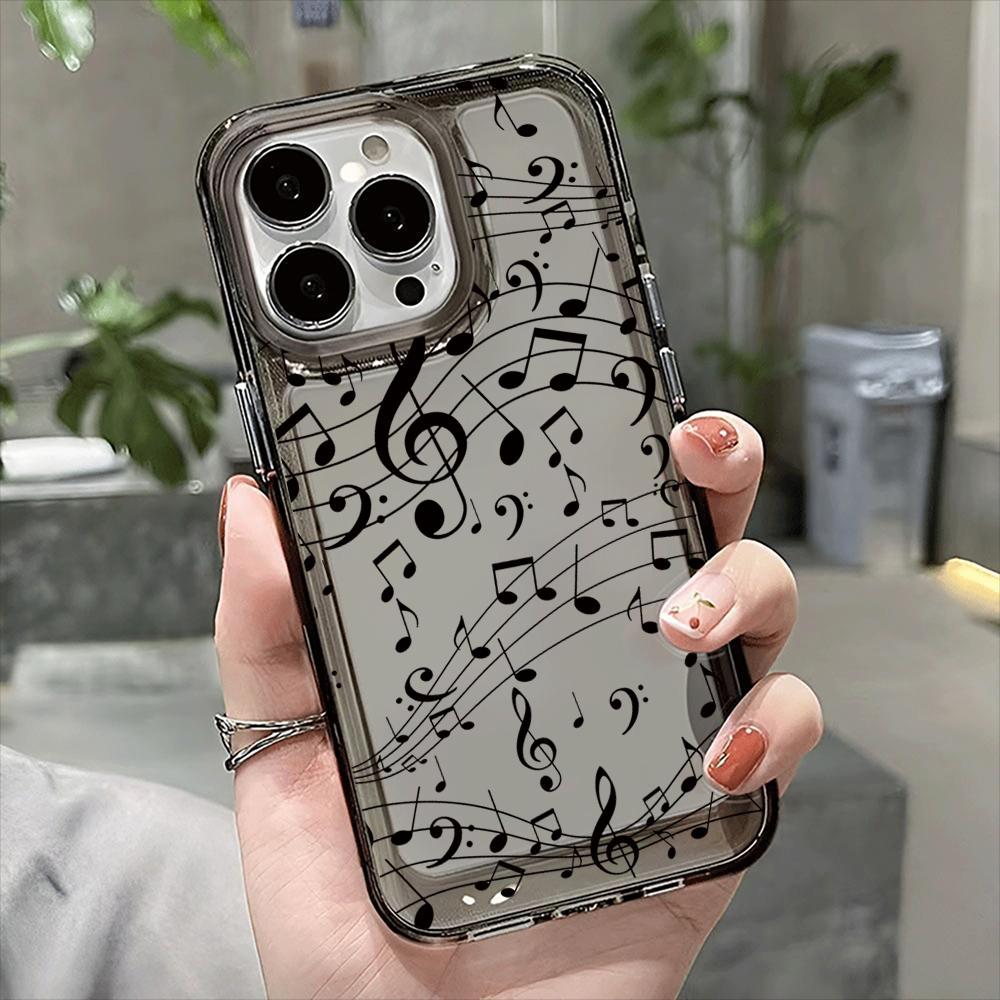 Musical Notes Clear Phone Case For IPhone 16 13 15 11 Pro 12 14 17 Pro Max 17 Air 15 Plus Shockproof Cover Silicone Soft Fundas