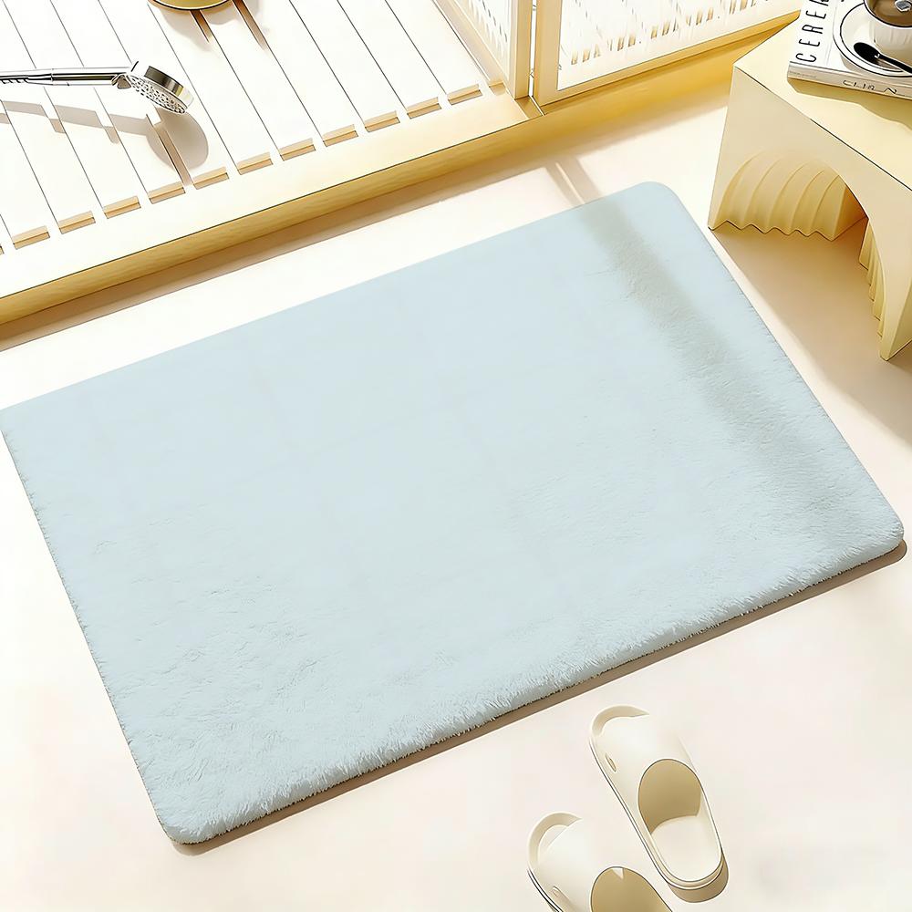 Solid color Floor Mat Bedroom Living Room Flannel Door Mat Non-Slip Home Decor