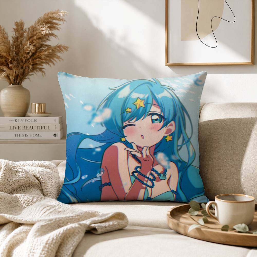 Mermaid Melody Pichi Pitch Pillow Case for Sofa Living Room Home office Decor Protective Cover