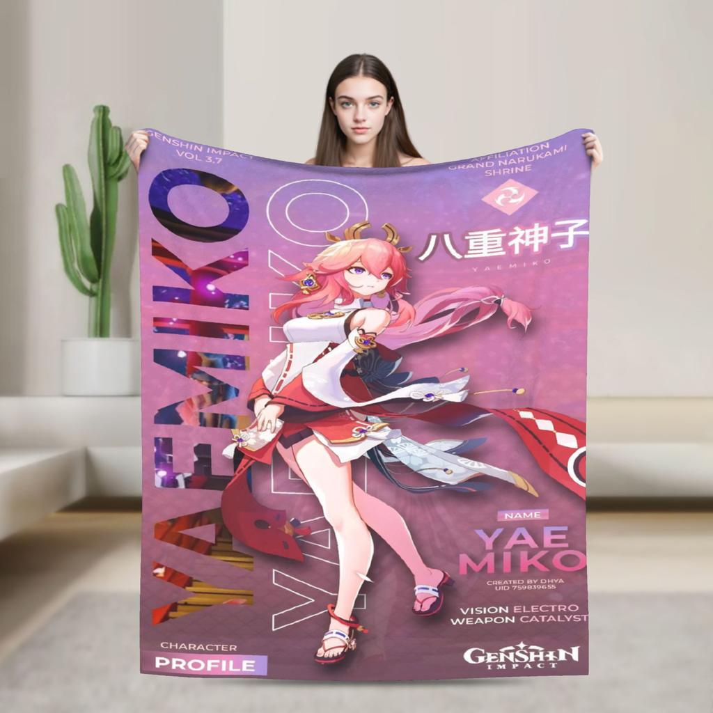 Genshin Impact Diluc Game Warm Soft Blanket Camping Plush Throw Blanket Graphic Bedroom Flannel Bedspread Sofa Bed Cover