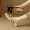Krazing Pot Sheepskin Cow Skin Summer Size 40 Med Heels Butterfly-knot Decoration Square Toe Slingback Wedding Pumps