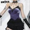 GMXIA Summer Sexy Spice Patchwork Top for Women Dark Wind Velvet Lace Lace Camisole