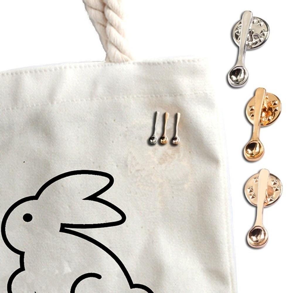Small Size Coffee Spoon Lapel Pins Creative Metal Metal Badges New Spoon Brooch Denim Jackets