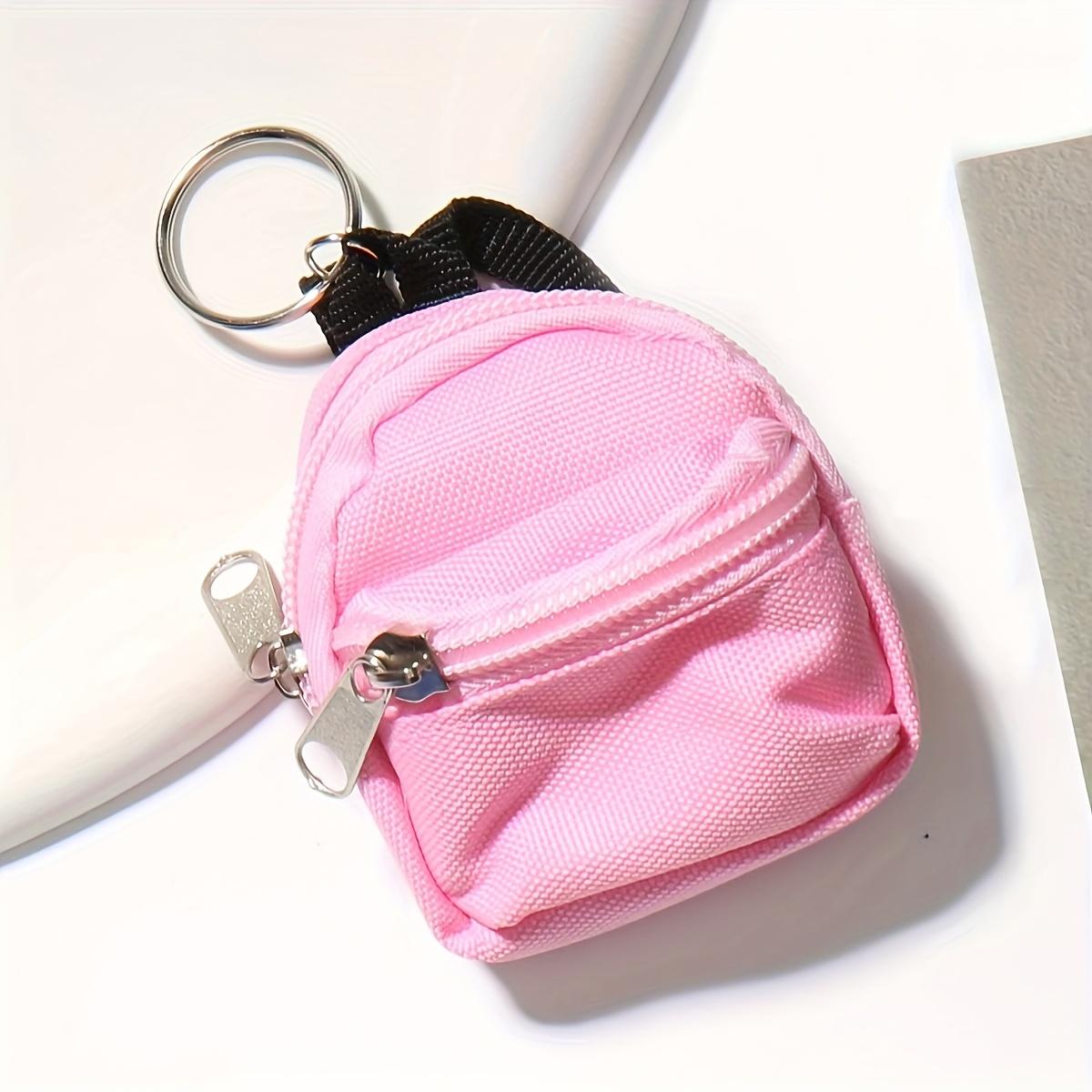

Coin Wallet Double Zipper Small Coin Purse, Mini backpack keychain, mini Oxford cloth multi-color portable headphone bag рожевий