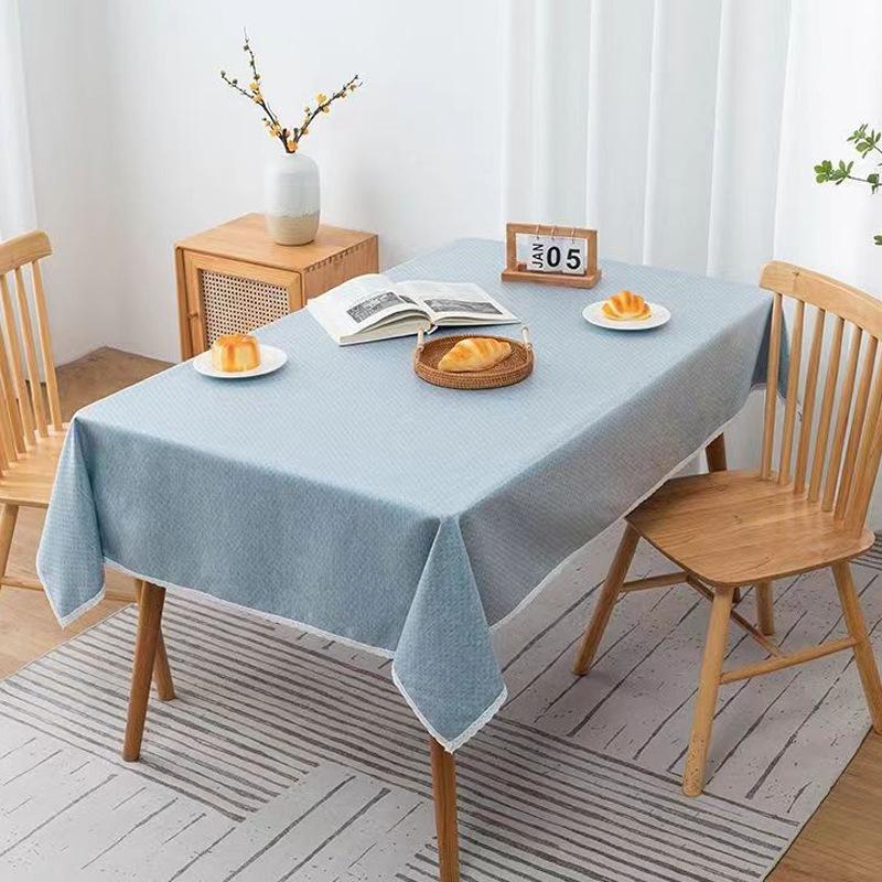 Tablecloth Waterproof and Oil-proof Household High-end Solid Color Tablecloth Lace Rectangular Tablecloth Dirt-resistant and Wear-resistant