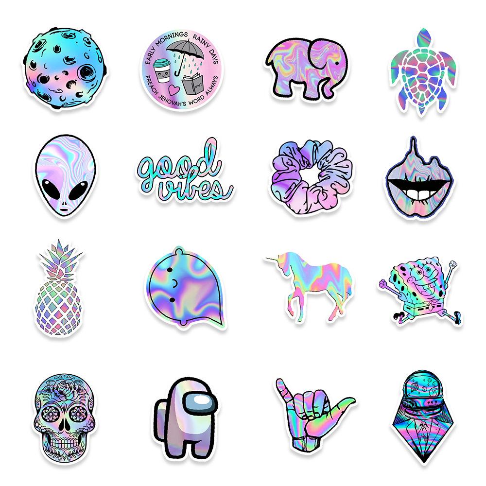 50 Laser Graffiti Stickers Balance Bike Mobile Phone Kettle Decoration Stickers