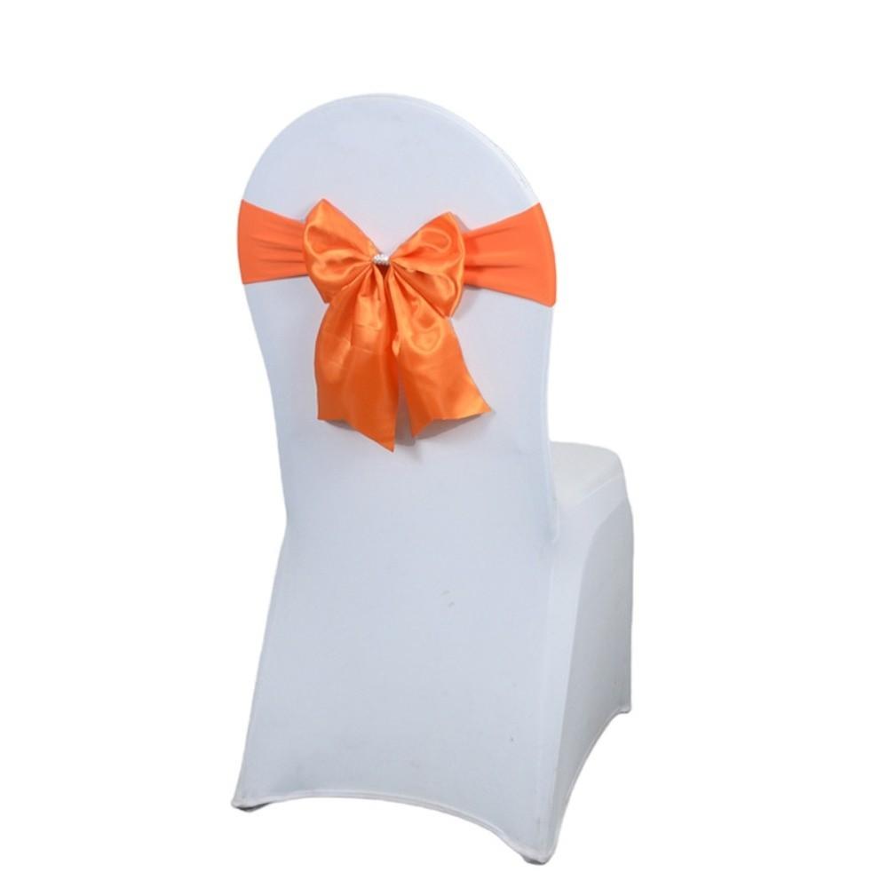

Bows Chair Back Bow Decorative Belt Ready Made Ties Fastening Event Chair Straps Elastic Band Chair Bow Ties Home Decor Supplies оранжевый