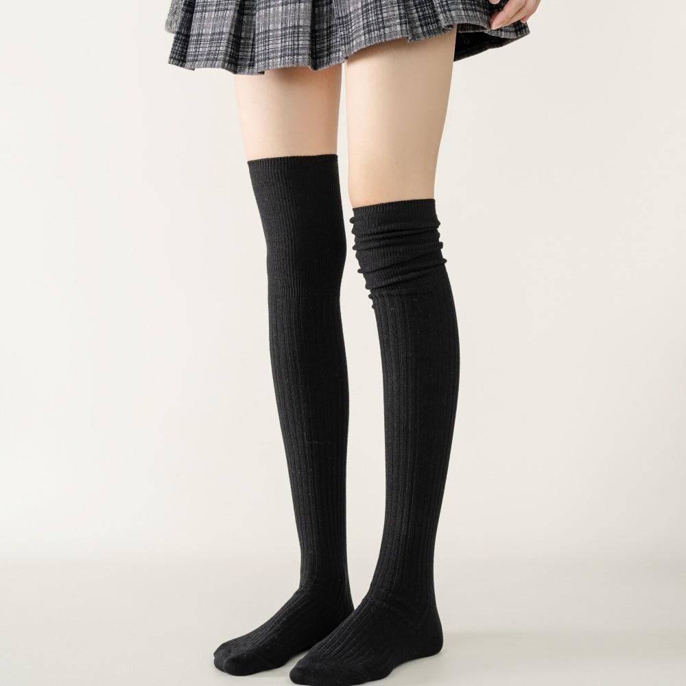 Autumn and Winter Knee-high Women's Socks with Fleece, Thickened Long Stockings, Knee Protection, Anti-slip, Slightly Pressurized High Stockings