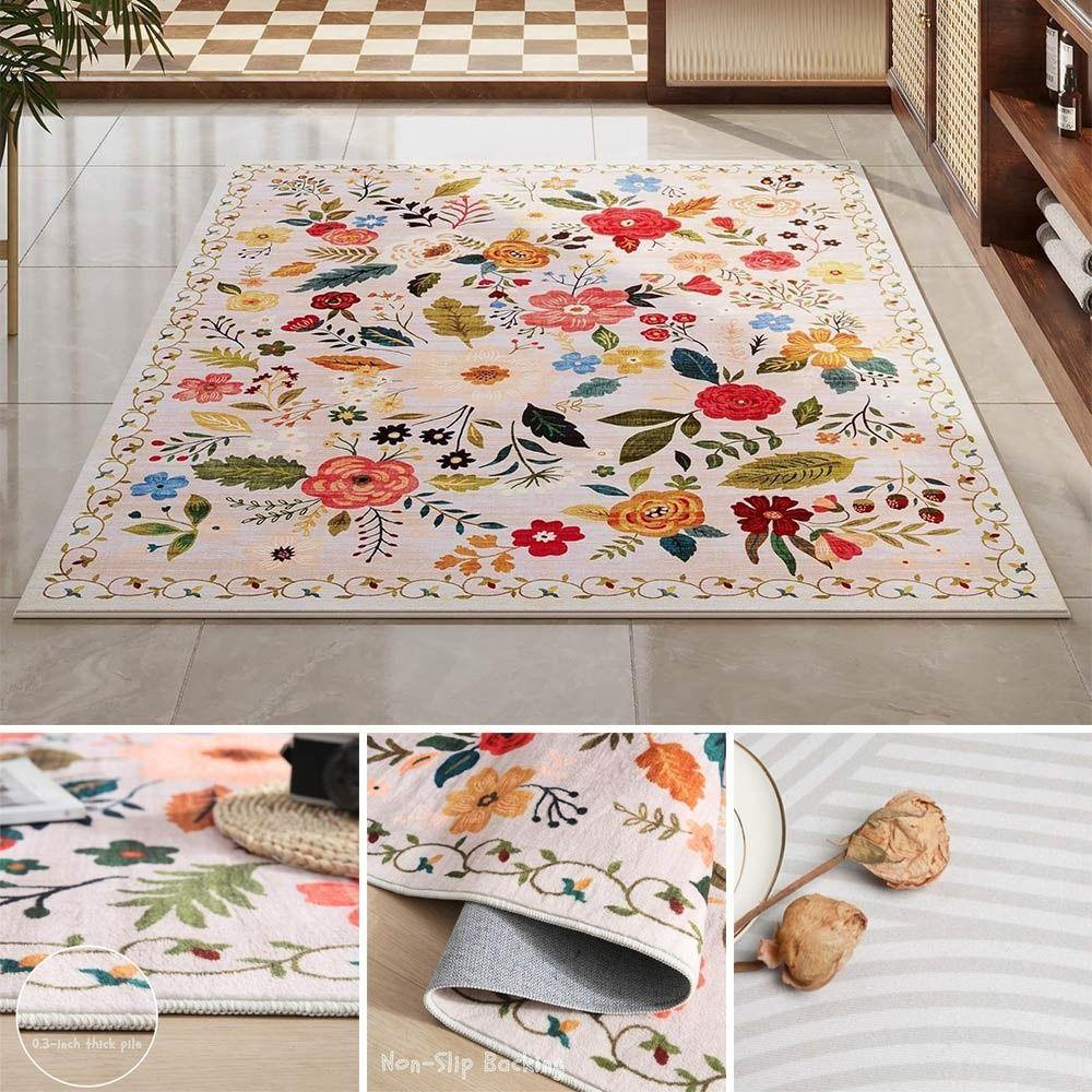Non-slip Floor Mat Soft Door Gasket Portable Flower Carpet  for Living Room Tea Table Bedside