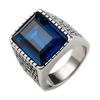 Men's Red Blue CZ Stone Gem Ring Vintage Stainless Steel Ring Men Wedding Bands Ring for Male Jewelry Anel