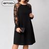Women's Fashion Solid Color Print Long Sleeve V-Neck Casual Dresses