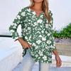 Women's T Shirt Tee Print Button 3/4 Sleeve Daily Weekend Fashion Basic V Neck Regular Top