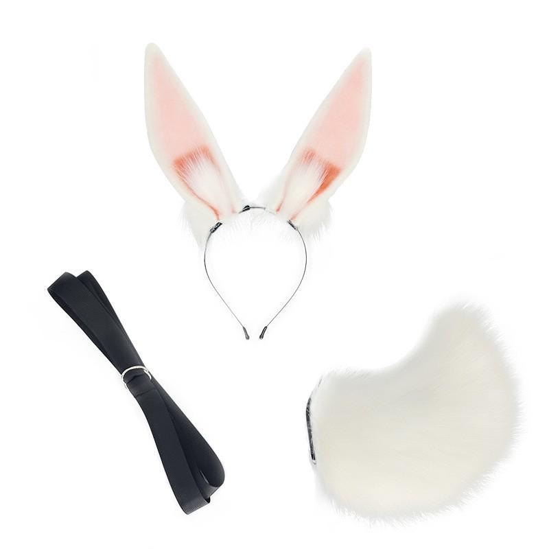 Anime Bunny Ear Headband With Tail Accessory Set Cosplay Easter Costume Party Adult