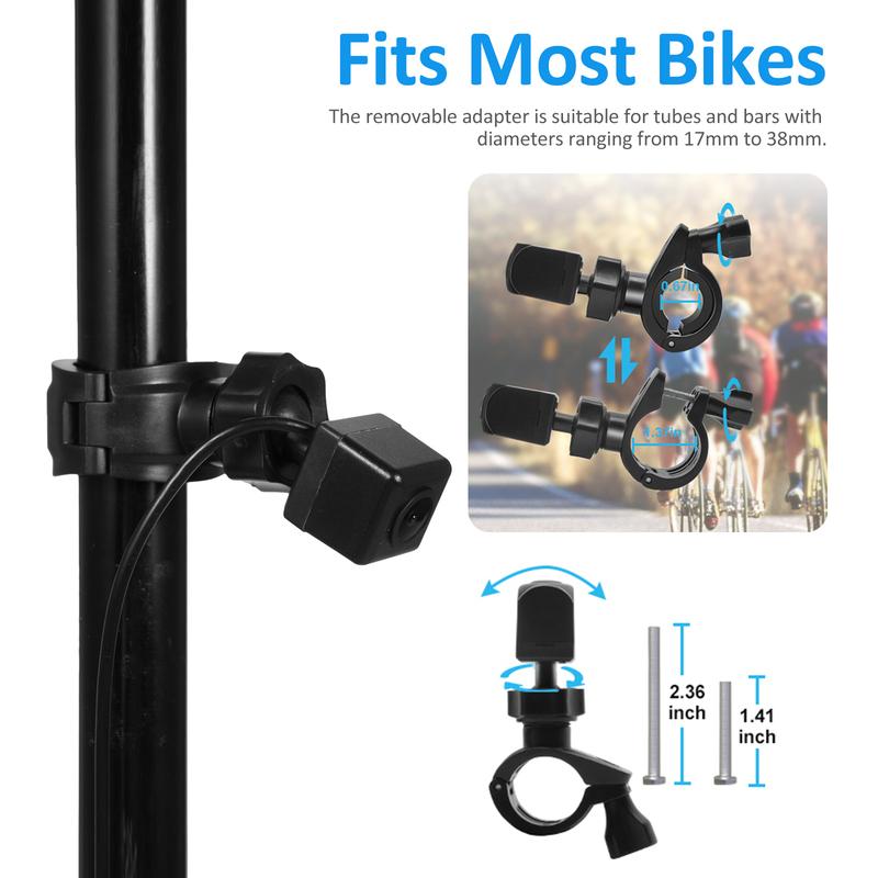 Specchietto per Manubrio Bici, Telecamera Posteriore per Bicicletta con Schermo da 4,3'' Funzione Visione Notturna Angolo di Visione Ampio 150° Staffa Regolabile