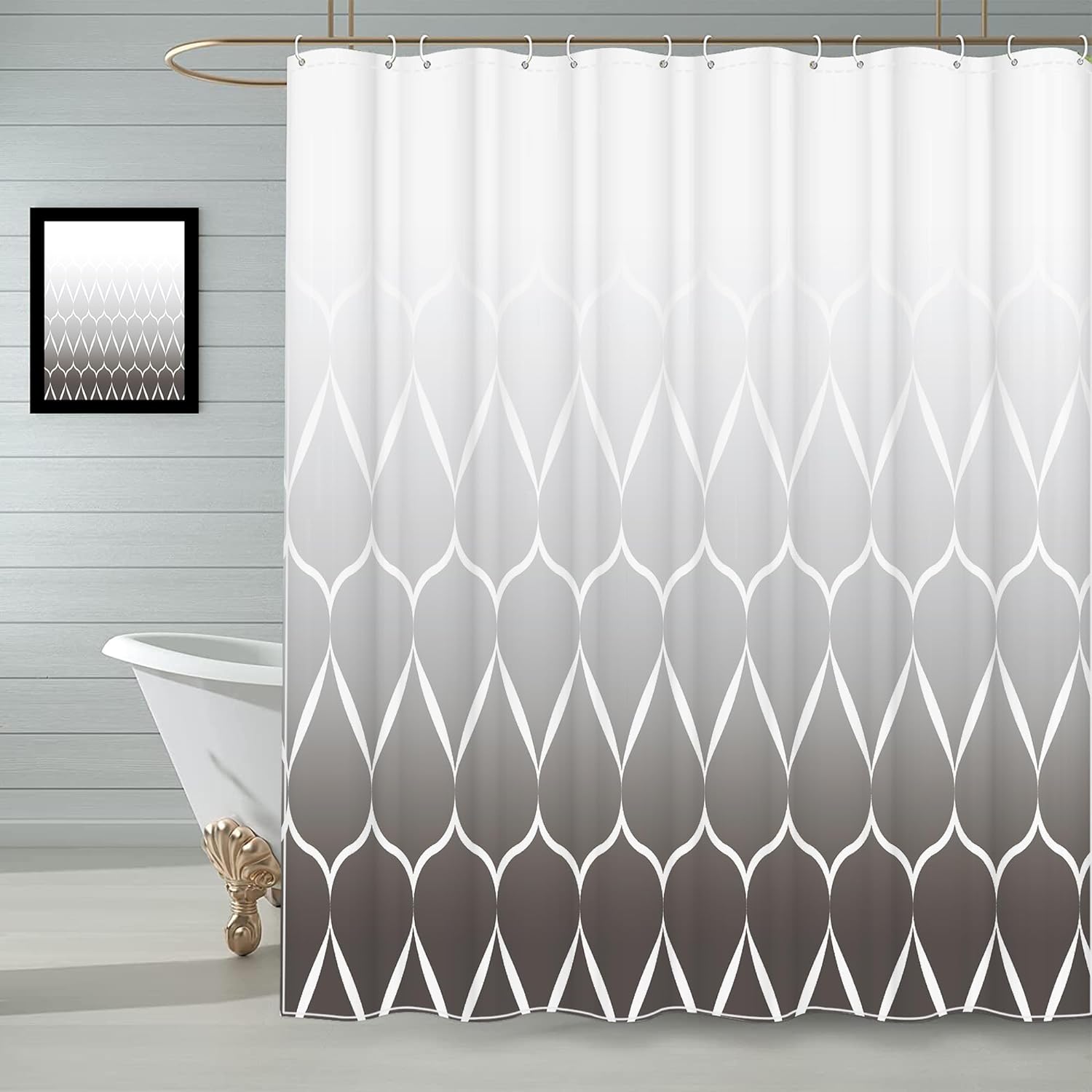 

Занавеска для душа Полиэстеровая ткань Подкладка для занавески для душа 72x72 дюйма, утяжеленный край Водонепроницаемые моющиеся шторы для ванной комнаты с 12 крючками, зеленые круглые листья Curry Gradient