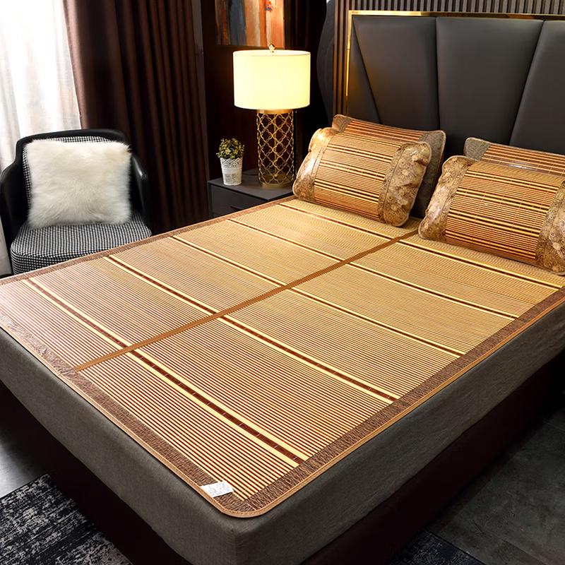 Shengfuni Golden Jade Emerald Flower Bamboo Mat 3-Piece Set