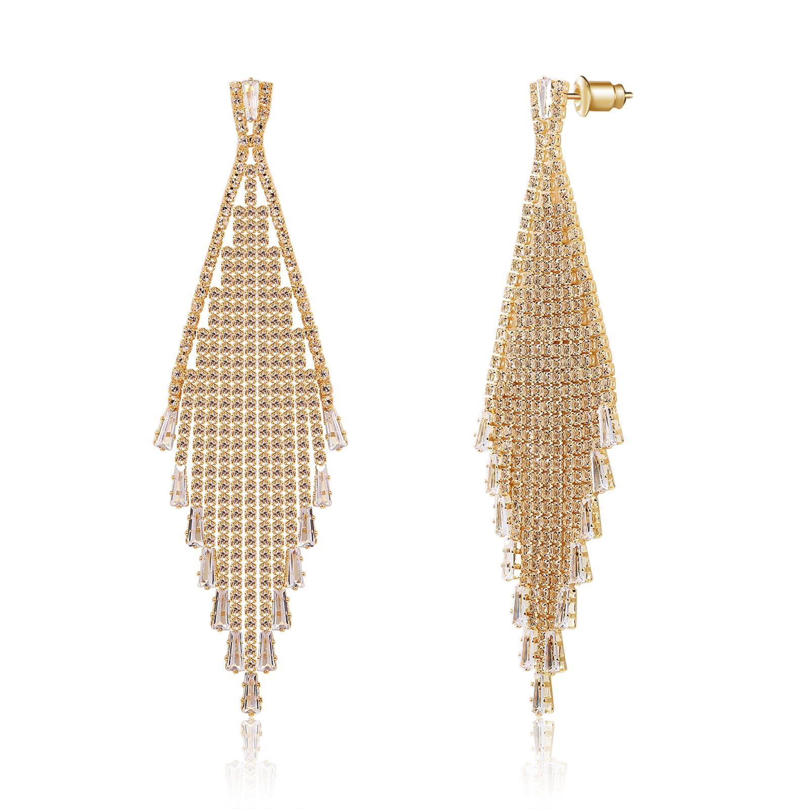 

Richapex 18K Party Accessories Earrings, Gold, Women s, Popular, Hypoallergenic, Dangling, Long, Sparkly,