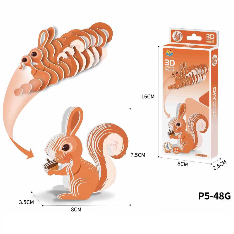 1 Set Kinder Lernspielzeug Montessori Lustiges DIY Manuelle Montage Dreidimensionales Modell Tier 3D Papierpuzzle Spielzeug für Jungen Mädchen