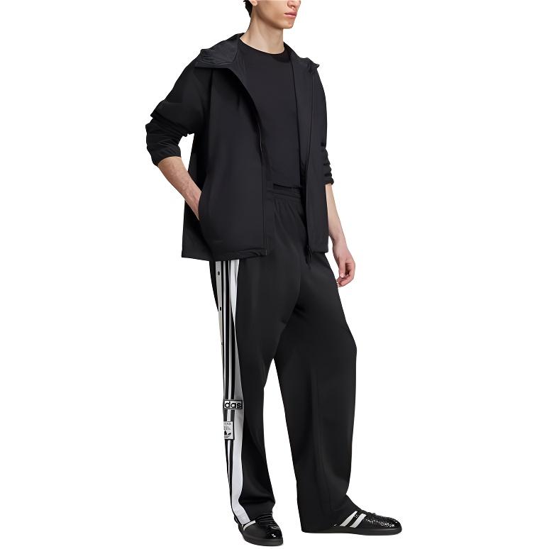 adidas Originals Einfarbiges Logo Kapuzenjacke mit Reißverschluss Langarm Herrenjacken Schwarz JW1055