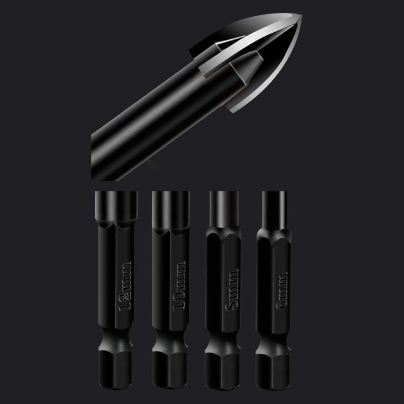 Crossing Hex Drill Bit For Tile Porcelain Glass Multifunction Tile Porcelain Drill Bit Tool Carbide Drill 3/4/5/6/8/10/12mm