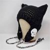 Y2K Anime Ear Cap Windproof Hat Female Beanie Headwear Handcrochet Pullover Hat