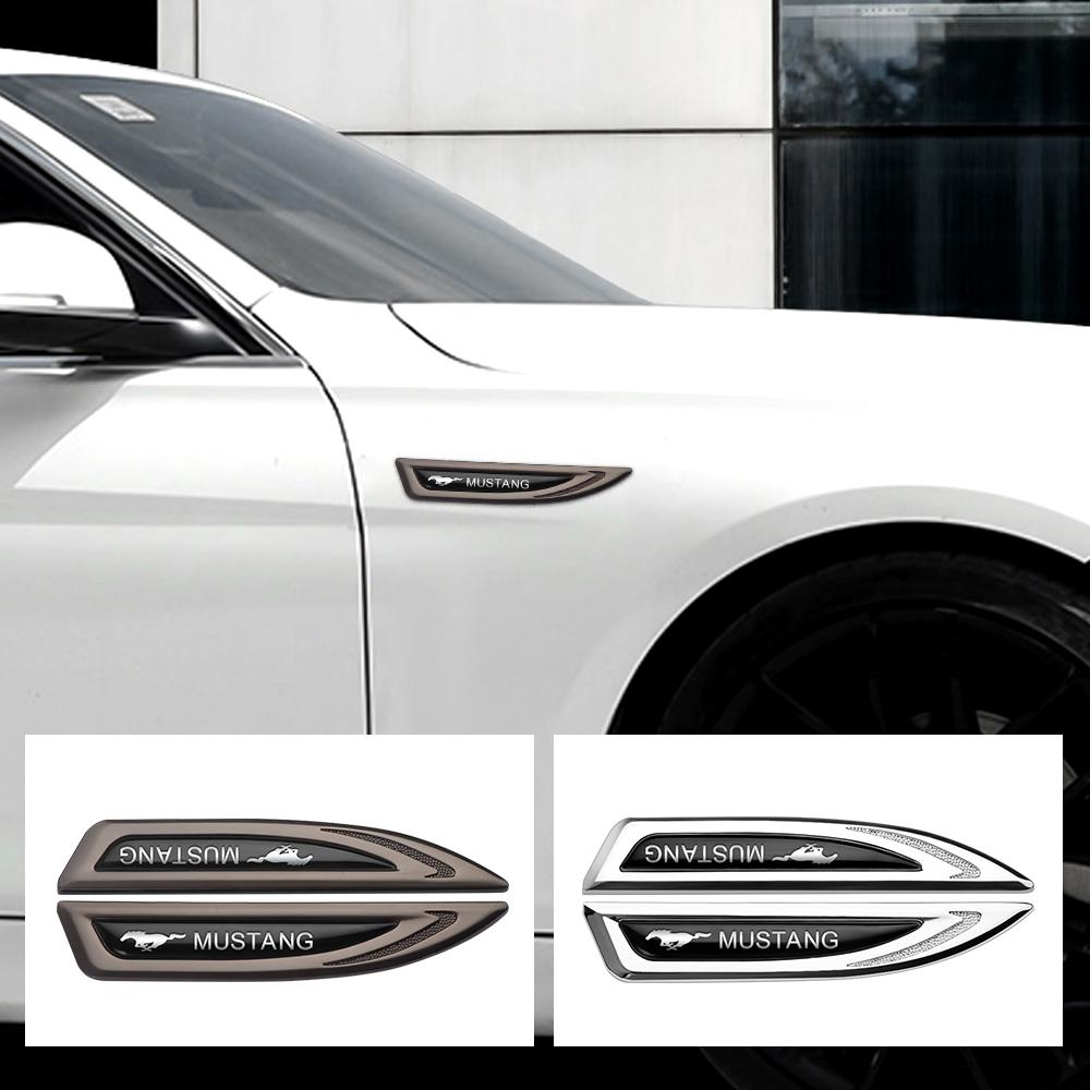 2pcs Metal Car Side Fender Emblem Badge Sticker Decal For Mustang Ford Fiesta Focus Kuga Mondeo Ranger Mk4 Explorer Fusion Mk3