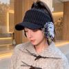 Autumn and Winter Thickened Warm Empty Top Hat Women's Versatile Ear Protection Hat with Brim Wool Knitted Hat Source Manufacturer