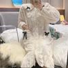 Pigiama in stile principessa dolce Pigiama invernale in velluto corallo Pigiama casual caldo da donna Pigiama largo con tasche