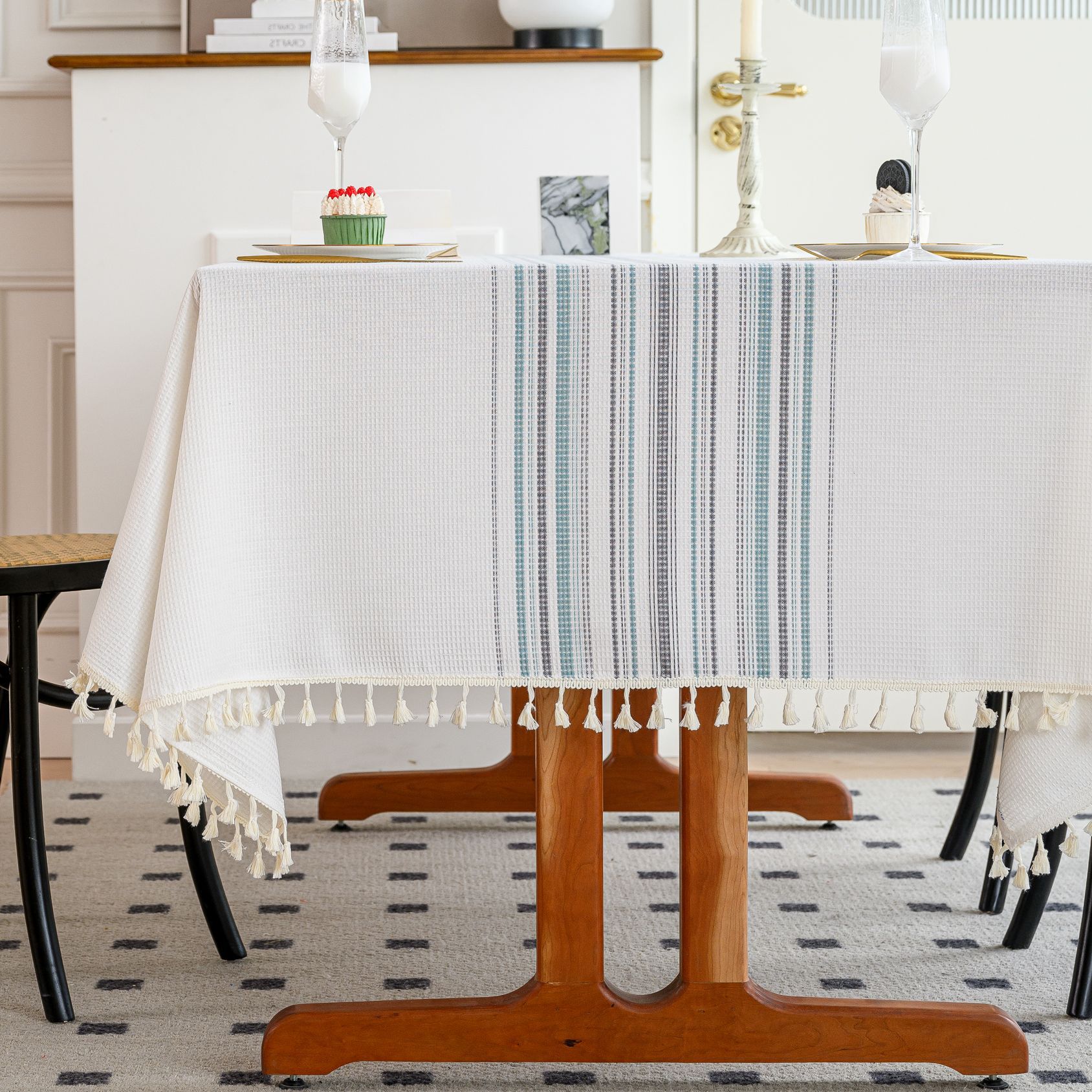 

Трехмерная вышивка полотенцем, высококачественная скатерть для обеденного стола, скатерть с бахромой, жаккардовая салфетка на стол, декоративная накидка из хлопка и льна 140*260cm