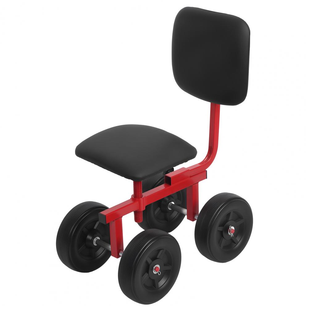 Verstellbarer rollender Gartensitz mit Rückenlehne und Rädern Mobiler Hofroller für Pflanz- und Gartenarbeiten Hocker