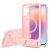 Funda Trasera Protectora de Impacto con Soporte, Carcasa Magnética, Soporte para Carga Inalámbrica Magsafe, PC Rígido Mate Translúcido + TPU para iPhone 16 17