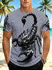 Men's Print T-Shirt, Black Scorpion Men's T-Shirt, Fashionable Casual Wear, Suitable for Outdoor Activities, A Great Gift Choice for Christmas and
