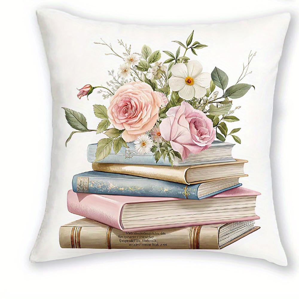 1/4pcs Floral Book Stack Pillow Covers Sofa cushion cover home bedroom room decoration