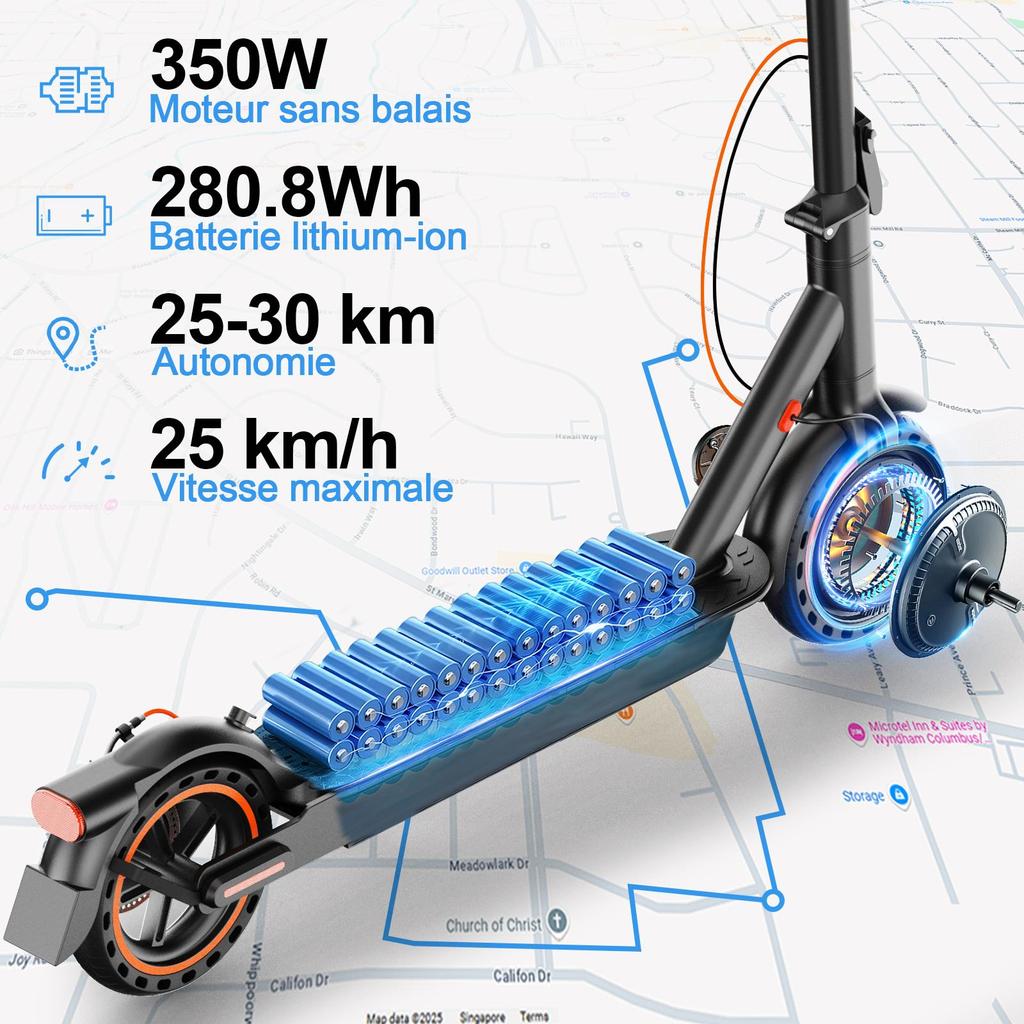 Electric Scooter Adult with Turn Signal and APP 30-35km Range, 8.5" Ultra Light Foldable E Scooter,  350W Motor, 3 Speed Mode, TODIMART T6