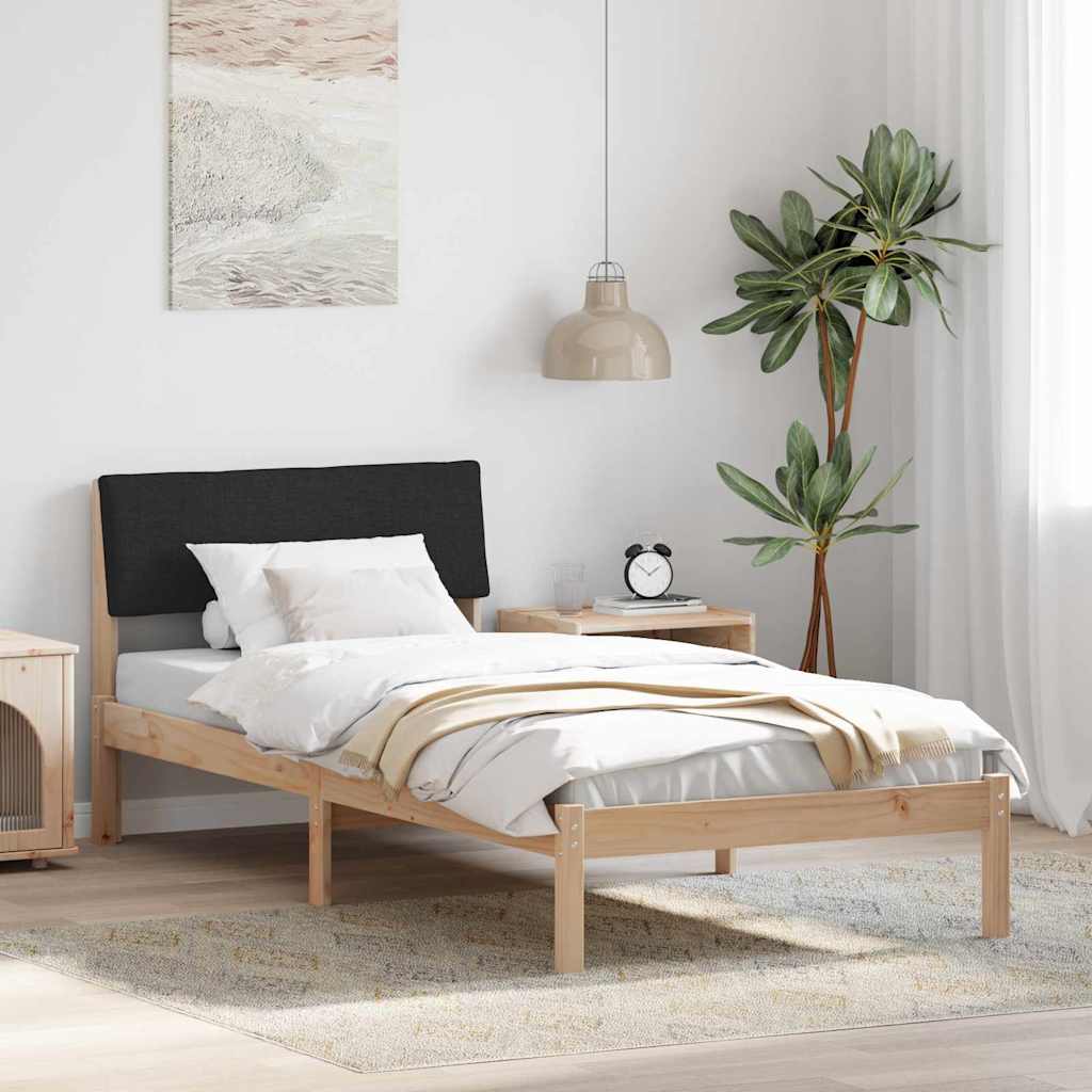 Brown and Black Bed Frame 90 X 200 Cm Solid Pine Wood