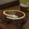 Two-color Micro-inlaid Zircon Snake Bone Bracelet Bracelet, Light Luxury and High-end Snake-shaped Open Hand Jewelry