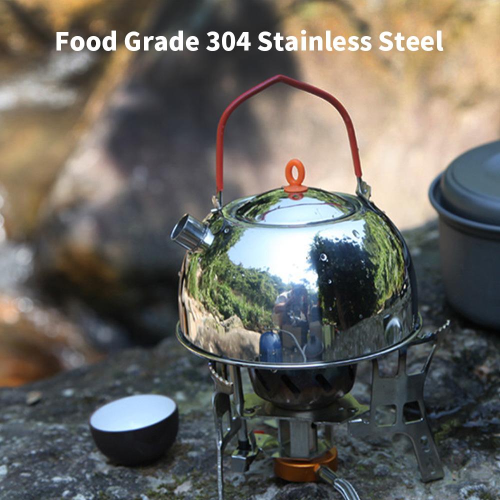 Camp Tea Kettle Stainless Steel Camping Kettle with 2*300ml Cups Anodized Aluminum for Outdoor