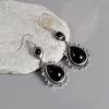 Vintage Black Stone Drop Earring Jewelry Geometric Triangle Hollow Ear Jewelry For Women Girls