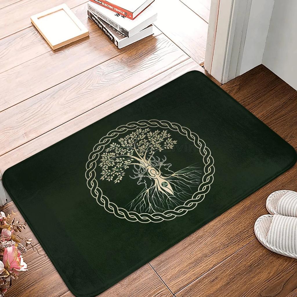 Viking Nordic Celtic Symbol Entrance Door Floor Mat Vikings Tattoo Odins Ravens Carpet Rugs Anti-Slip Waterproof Bathroom Mat