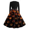 Women's Vintage Halloween Print Round Neck Casual Dress for Everyday Wear
