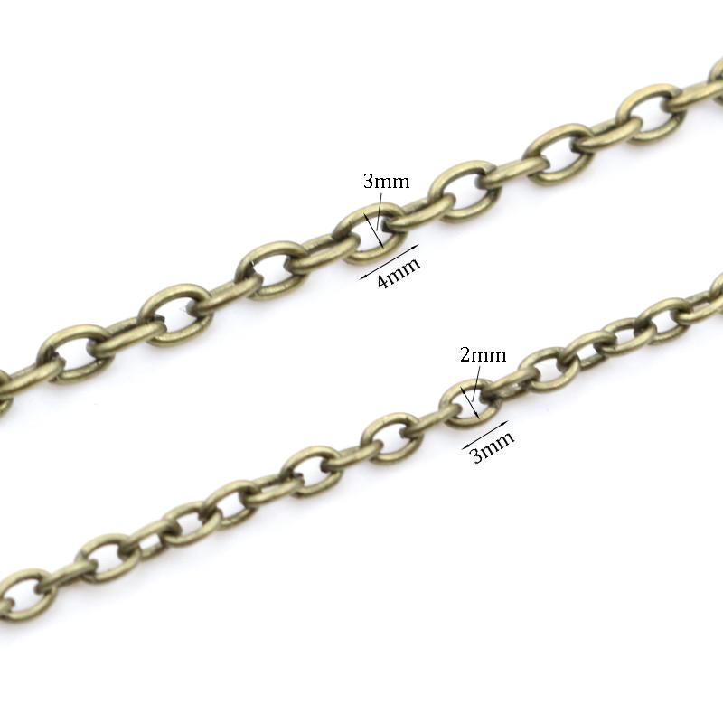 5 Meters/lot 3x2mm 4x3mm 5 Colors Plated Cross Unwelded Iron Cable Chains Necklace DIY Jewelry Making Findings Accessories