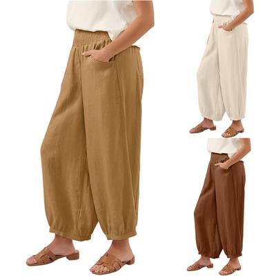 Women's Casual Loose Beach Leggings Pants With Pockets