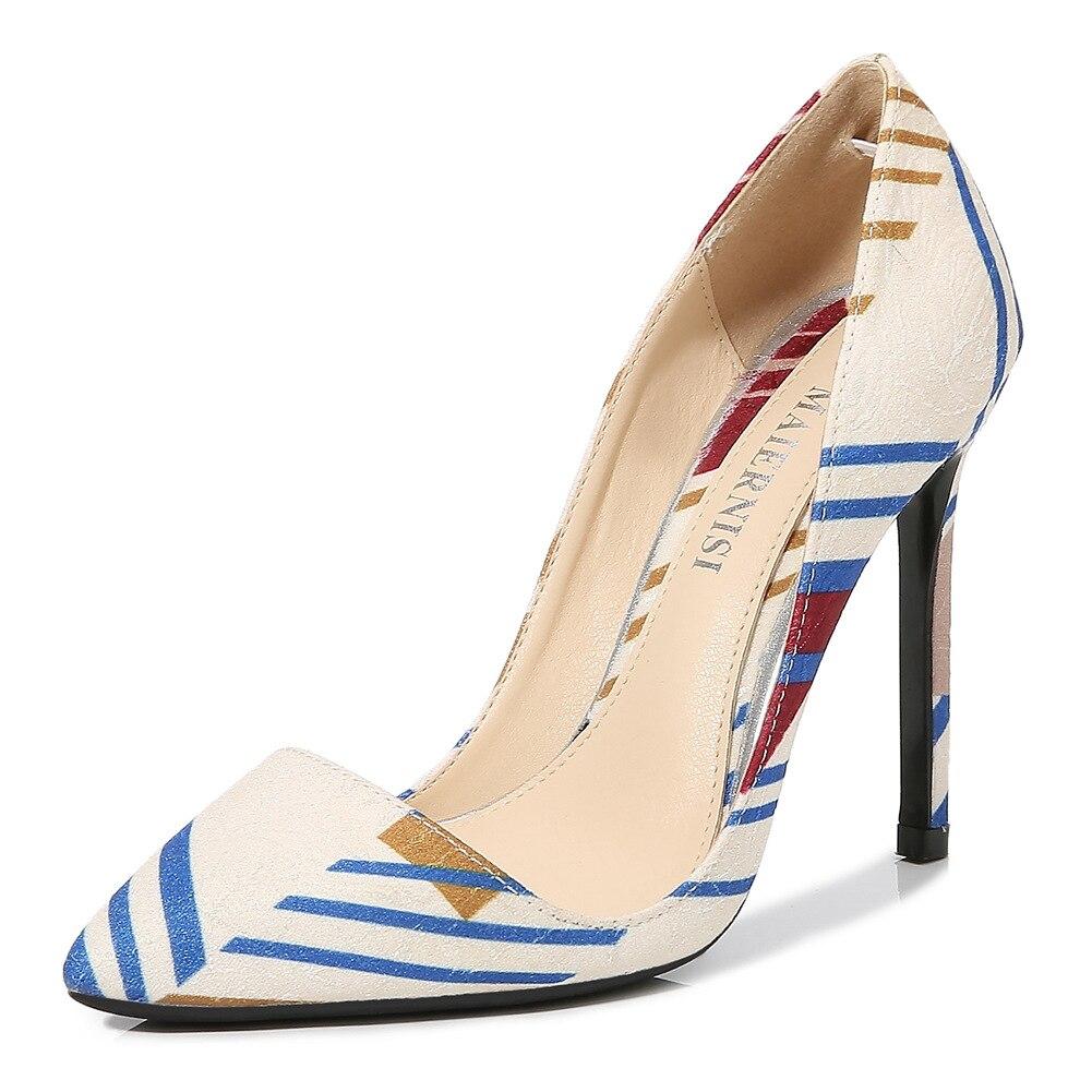 Sapatos femininos stiletto bico fino bomba colorblock cetim sexy banquete salto 11 cm WZ