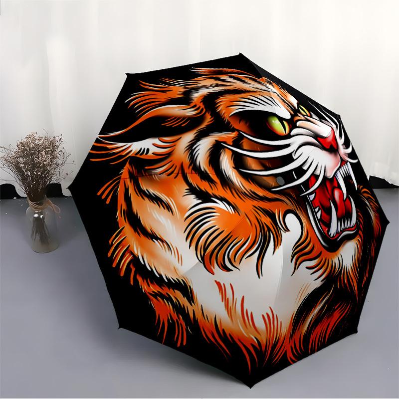 1pc Tiger Head Automatic Opening/closing Umbrella with Auto Open/Close, Windproof, Foldable Sunshade yy250811181