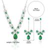 European and American Style Zircon Emerald Necklace and Earrings Set - Plum Blossom Design Clavicle Chain