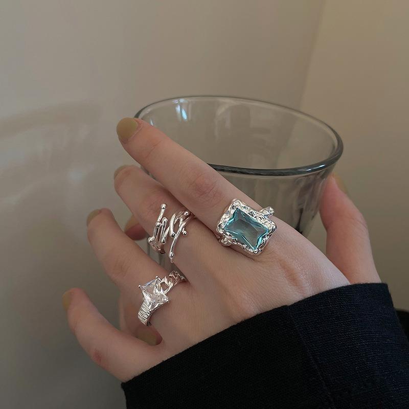 Shaped Stylish Geometric Silver Plated Open Ring For Women Trendy Accessory Fashion