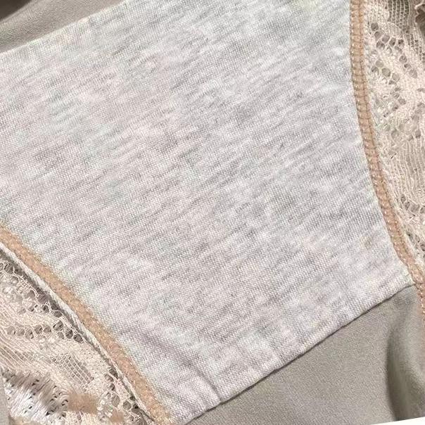 3PCS New Low Waist Panties for Women Underwear Sexy  Lace Satin Large Size Briefs Big Panties