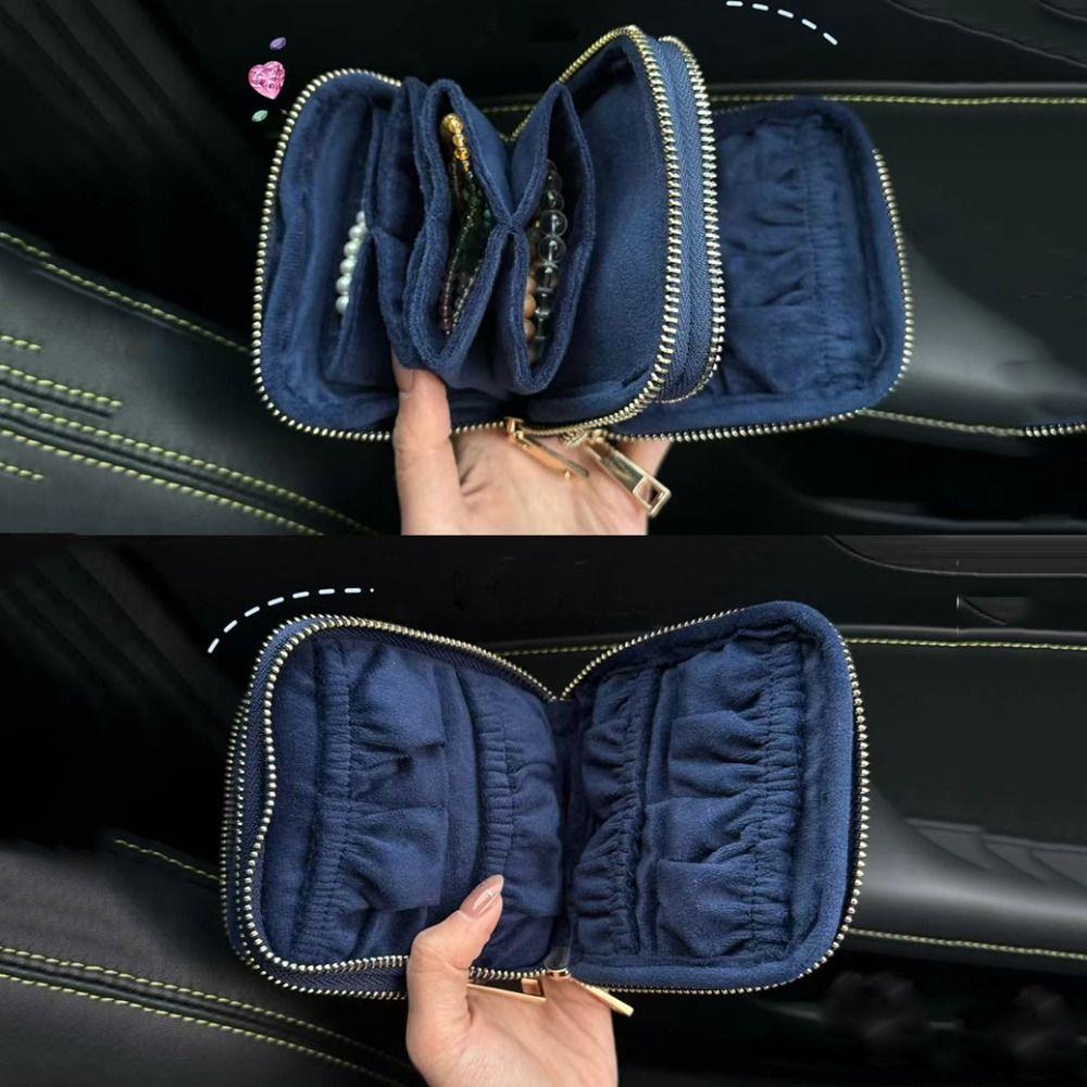 Double-layer Jewelry Storage Bag Earrings Velvet Jewelry Holder Jewelry Packing Bag Vacation
